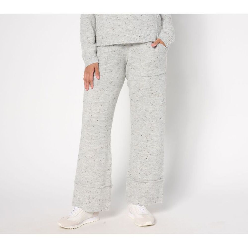 SUNNYLiFE Women's Pants Sz L Flecked Sweater Pull-On Pockets Gray